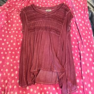 Pale Wine Long Flowy top XXL Knit Front